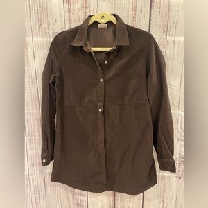JJill brown corduroy button down tunic